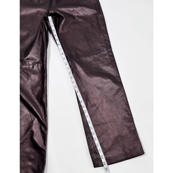 Kay Unger NY Womens Leather Pants Size 14 Burgundy Plum - Picture 7 of 10